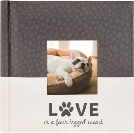 MCS Love Is A Four Legged Word Photo Album Holds 200 4x6 Pet Photos with Memo Space, Cream Cover, Clear Side-Loading PocketsDog & Cat Memory Book for Pet Owners  A Thoughtful Gift for Animal Lovers