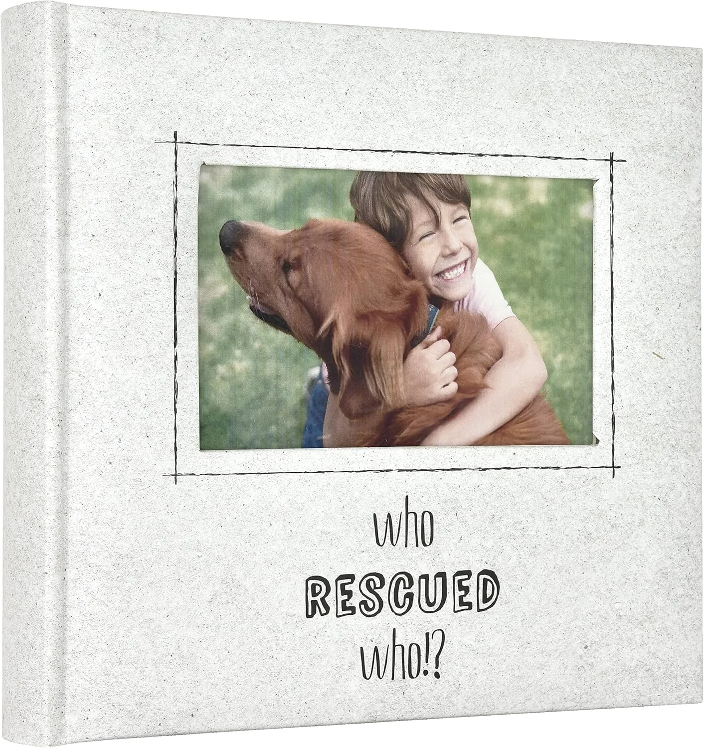 MCS Who Rescued Who? Photo Album Holds 200 4x6 Pet Photos with Memo Space, Cream Cover, Clear Side-Loading Pockets  Dog & Cat Memory Book for Rescue Pets  A Heartfelt Gift for Animal Lovers