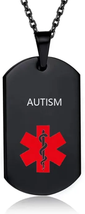 Medical Alert Necklace for Men Women Stainless Steel Engraved Medical ID Tag Emergency Alert Identification Pendant