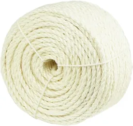 Natural Sisal White Rope for Cat Scratcher Scratching Post Replacement 1/4 inch Cat Tree Sisal Rope for Repairing, Recovering or DIY Cat Scratcher 50/100 / 164 Feet