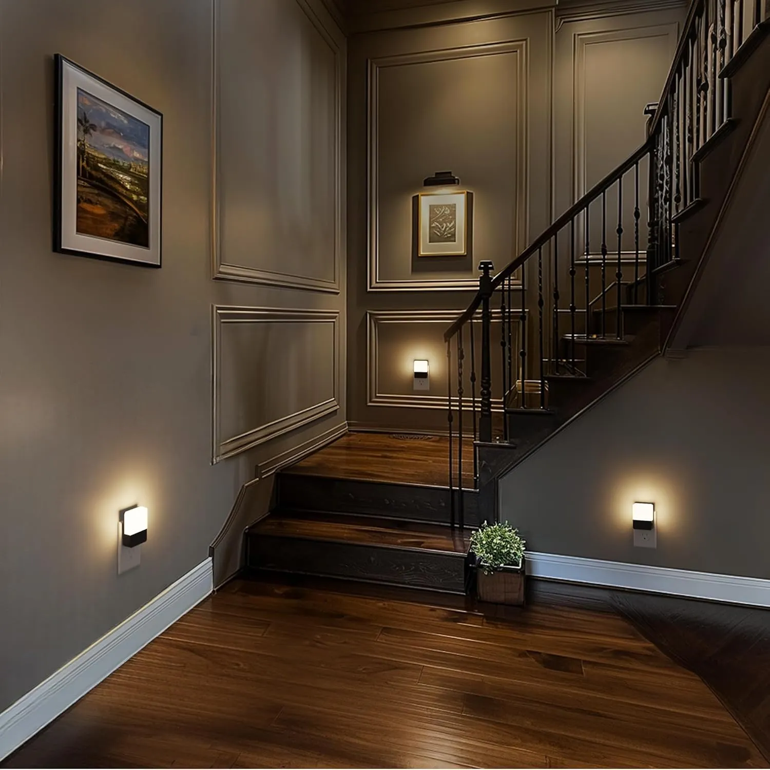 Night Light Plug into Wall [2 Pack], Night Light with Dusk to Dawn Light Sensor, Soft White 3000K, 3 Level Adjustable Brightness Nightlights, Unique Design for Use in Bedroom, Hallways,Bathroom