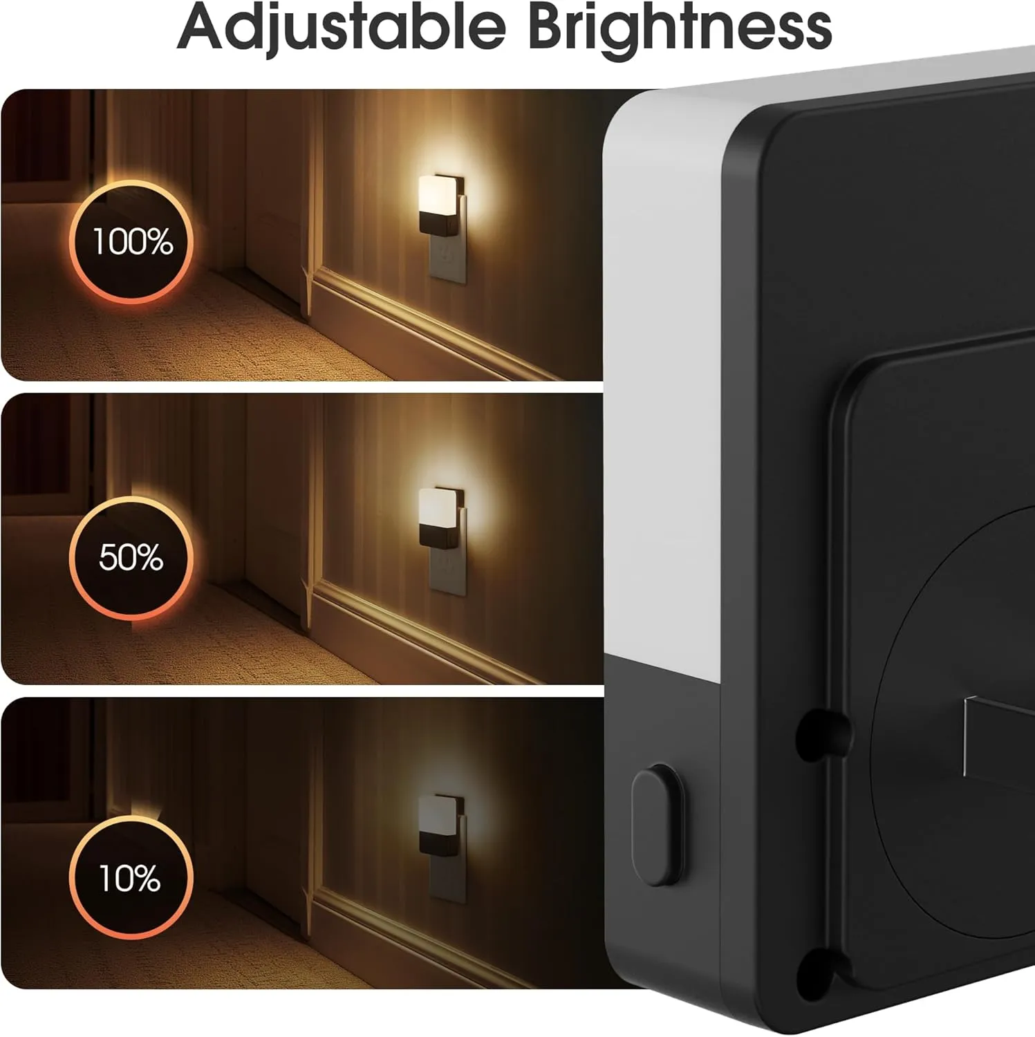 Night Light Plug into Wall [2 Pack], Night Light with Dusk to Dawn Light Sensor, Soft White 3000K, 3 Level Adjustable Brightness Nightlights, Unique Design for Use in Bedroom, Hallways,Bathroom