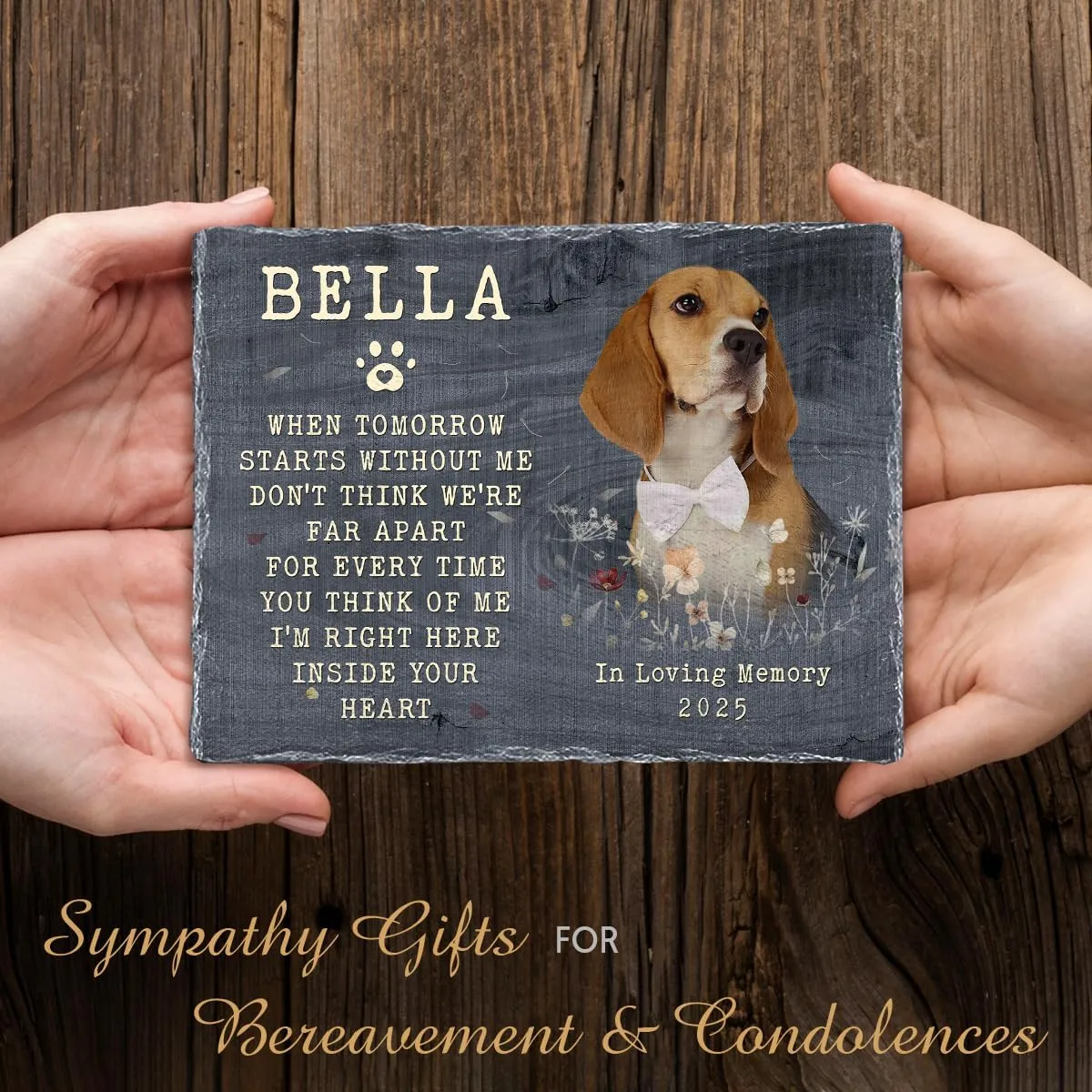 Personalized Memorial Stone - Multihued Plaque to Mark Vibrant Memory of Your Dog and Cat, Elegant Home and Garden Decor, Indoor and Outdoor, Pet Loss of Sympathy Gift