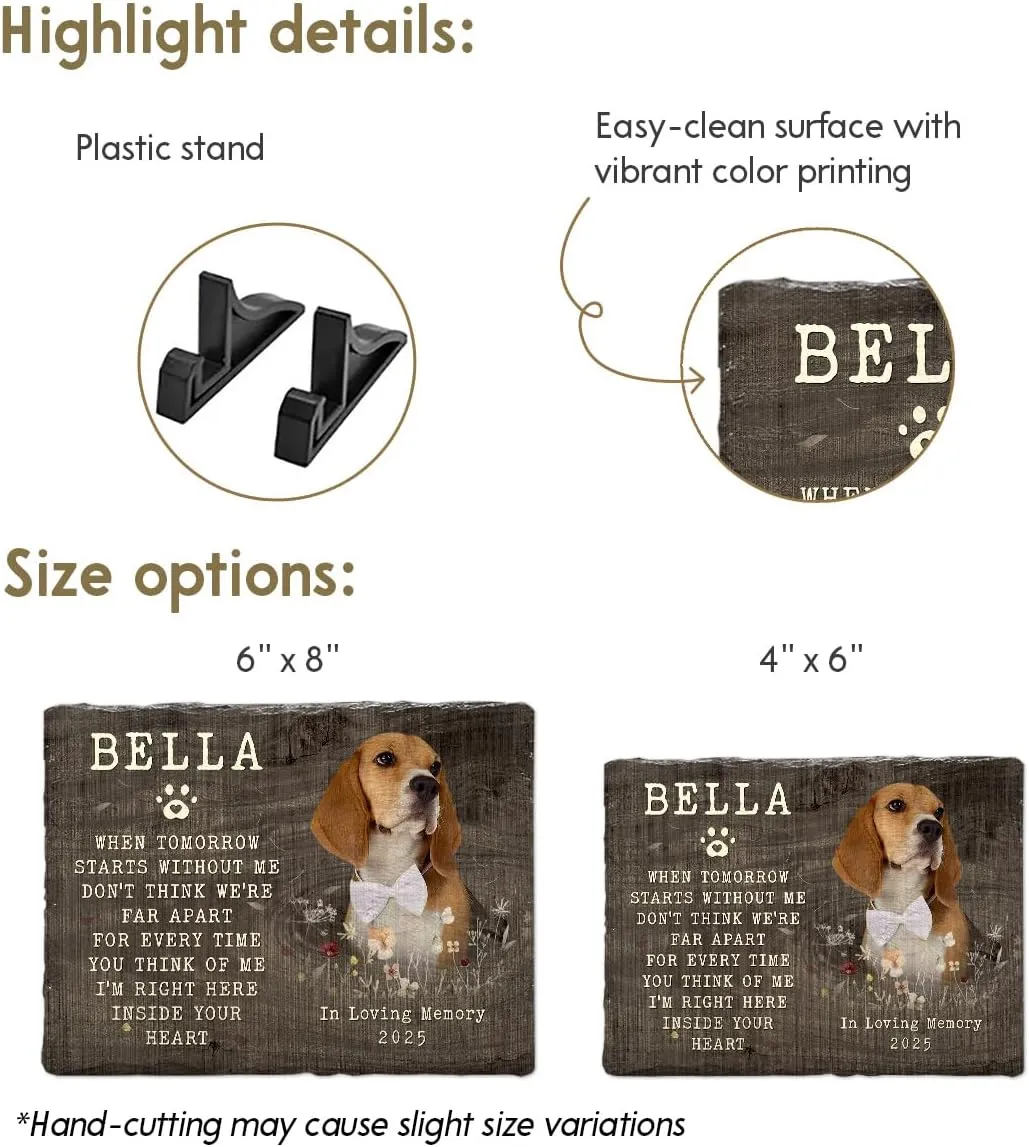 Personalized Memorial Stone - Multihued Plaque to Mark Vibrant Memory of Your Dog and Cat, Elegant Home and Garden Decor, Indoor and Outdoor, Pet Loss of Sympathy Gift