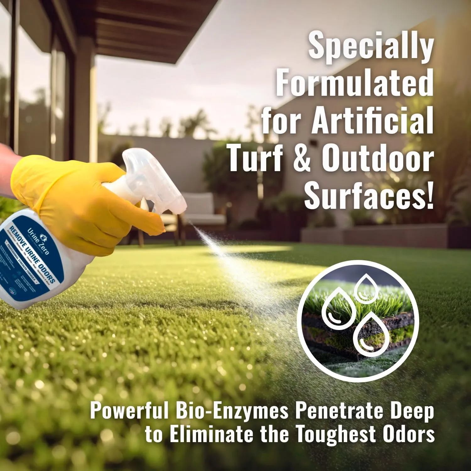Pet Odor Eliminator Spray - Bio-Enzyme Cleaner for Dog & Cat Urine | Instantly Removes Odors on Artificial Grass, Carpet, Rugs & Tile | Pet & Kid Safe, 32 oz Ready-to-Use