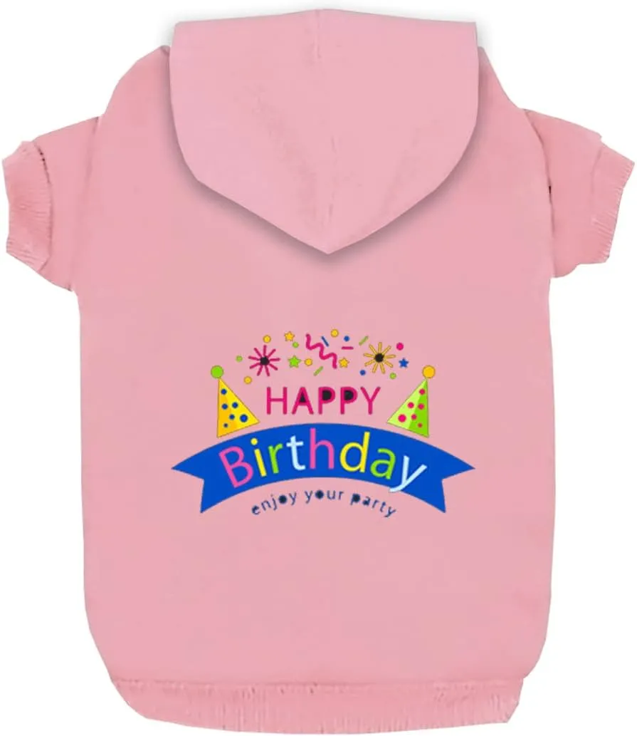 Pink Dog Hoodie for Small Dogs, Medium Dogs, Cat - 3XL - Happy Birthday Gift - Fleece Sweater - Warm Cotton Dog Hoodie
