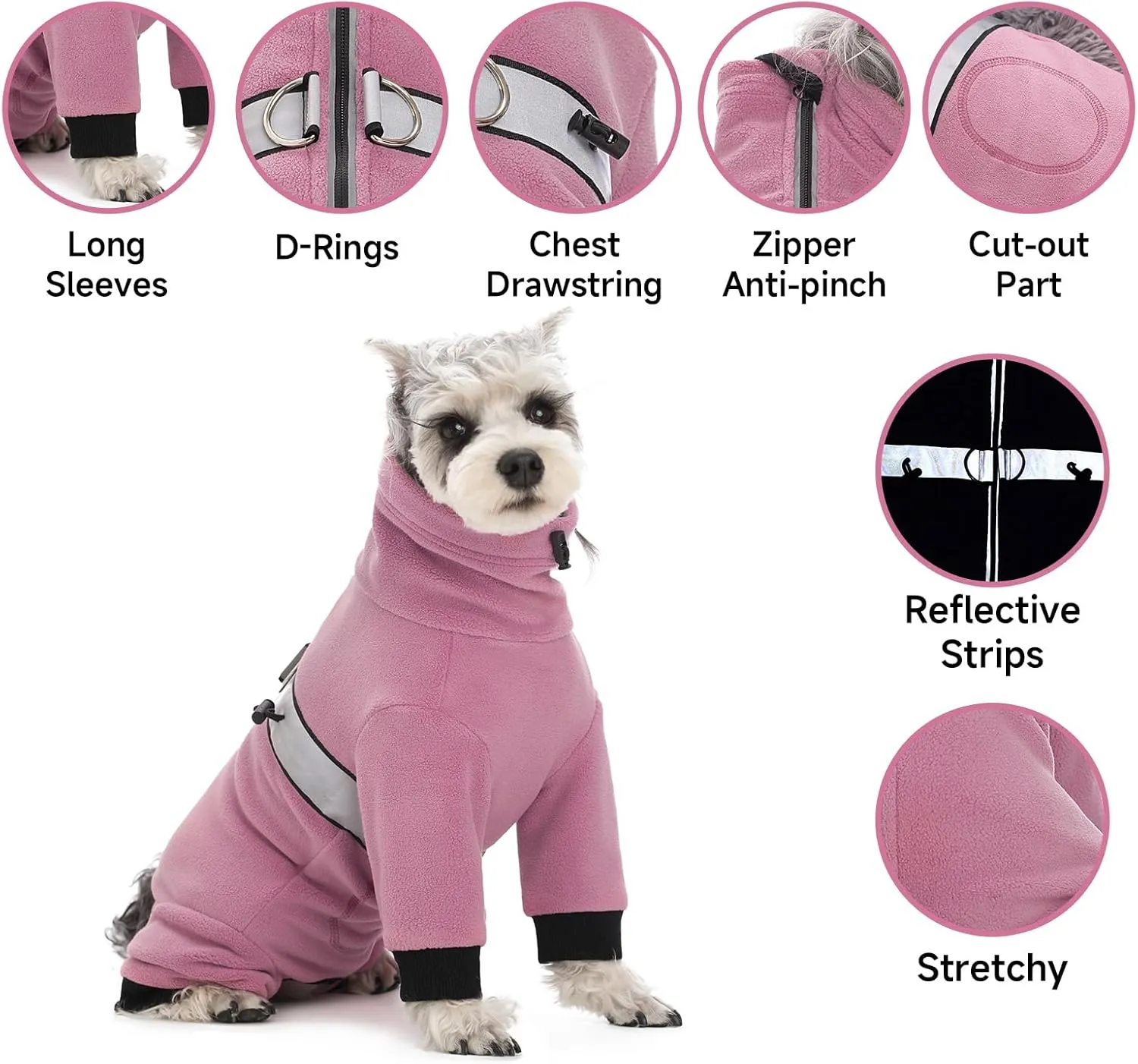 Polar Fleece Dog Pajamas Bodysuit - Small to Medium Dogs, Winter Jacket & Sweater for Small Dogs, Four-Legged Warm Clothes