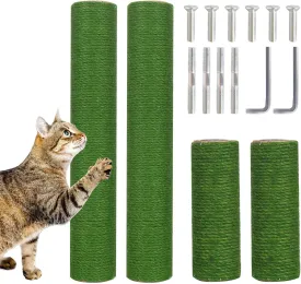 PowerKing Natural Sisal Replacement Scratching Post, 4 Pieces M8 Cat Scratch Post Refill Pole Parts for Refurbishment, White, Include Screws (Green-15.7'' 15.7'' 7.87'' 7.87'')