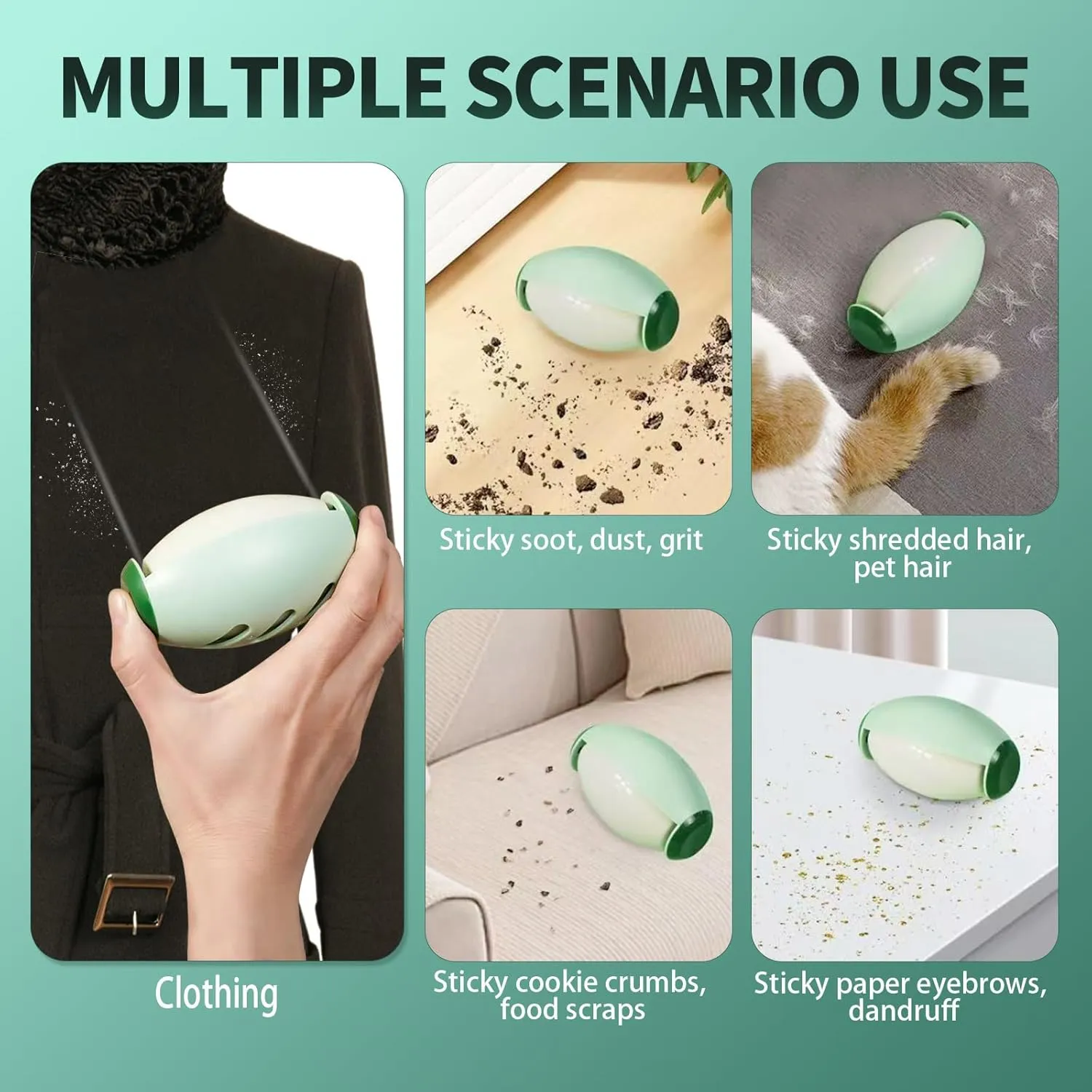 Reusable Lint Rollers for Pet Hair Extra Sticky, Portable Home Travel Washable Lint Roller ForestGreen-MediumAquamarine2.559in*3.94in