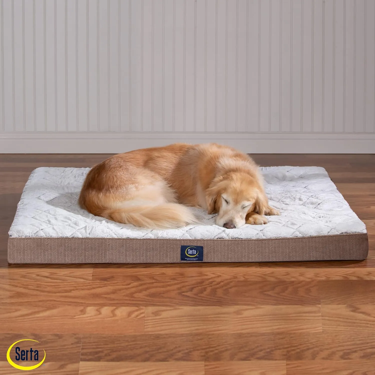 Serta Orthopedic Quilted Pillow Top Dog Bed for Pets  Chocolate Brown (X-Large)