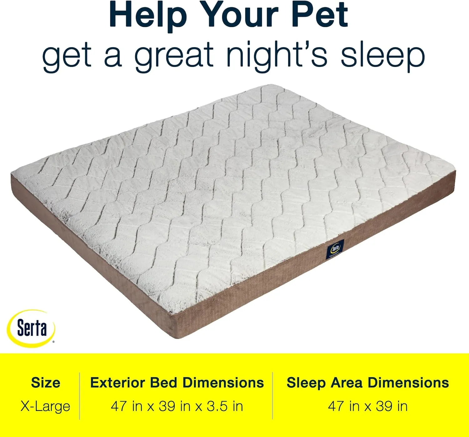 Serta Orthopedic Quilted Pillow Top Dog Bed for Pets  Chocolate Brown (X-Large)