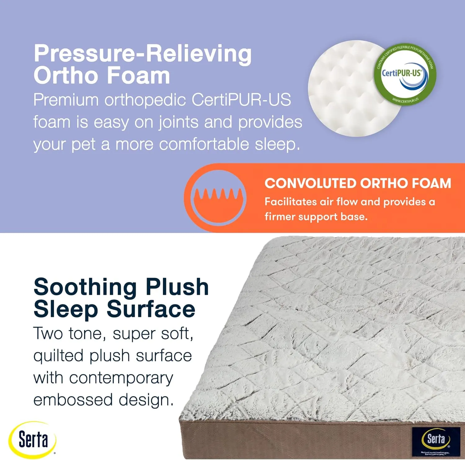 Serta Orthopedic Quilted Pillow Top Dog Bed for Pets  Chocolate Brown (X-Large)