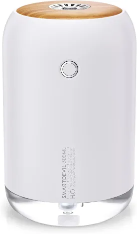 SmartDevil Portable Mini Humidifier, 500ml USB Personal Desktop Humidifier for Bedroom, Office with Night Light, 2 Mist Modes, White