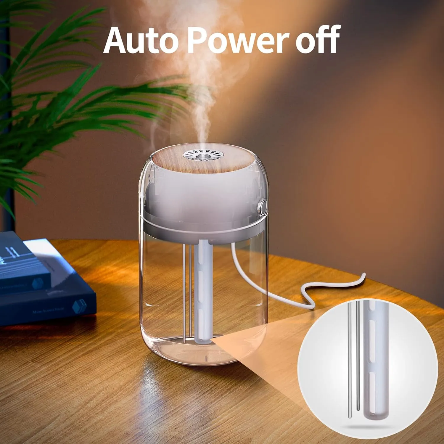 SmartDevil Portable Mini Humidifier, 500ml USB Personal Desktop Humidifier for Bedroom, Office with Night Light, 2 Mist Modes, White