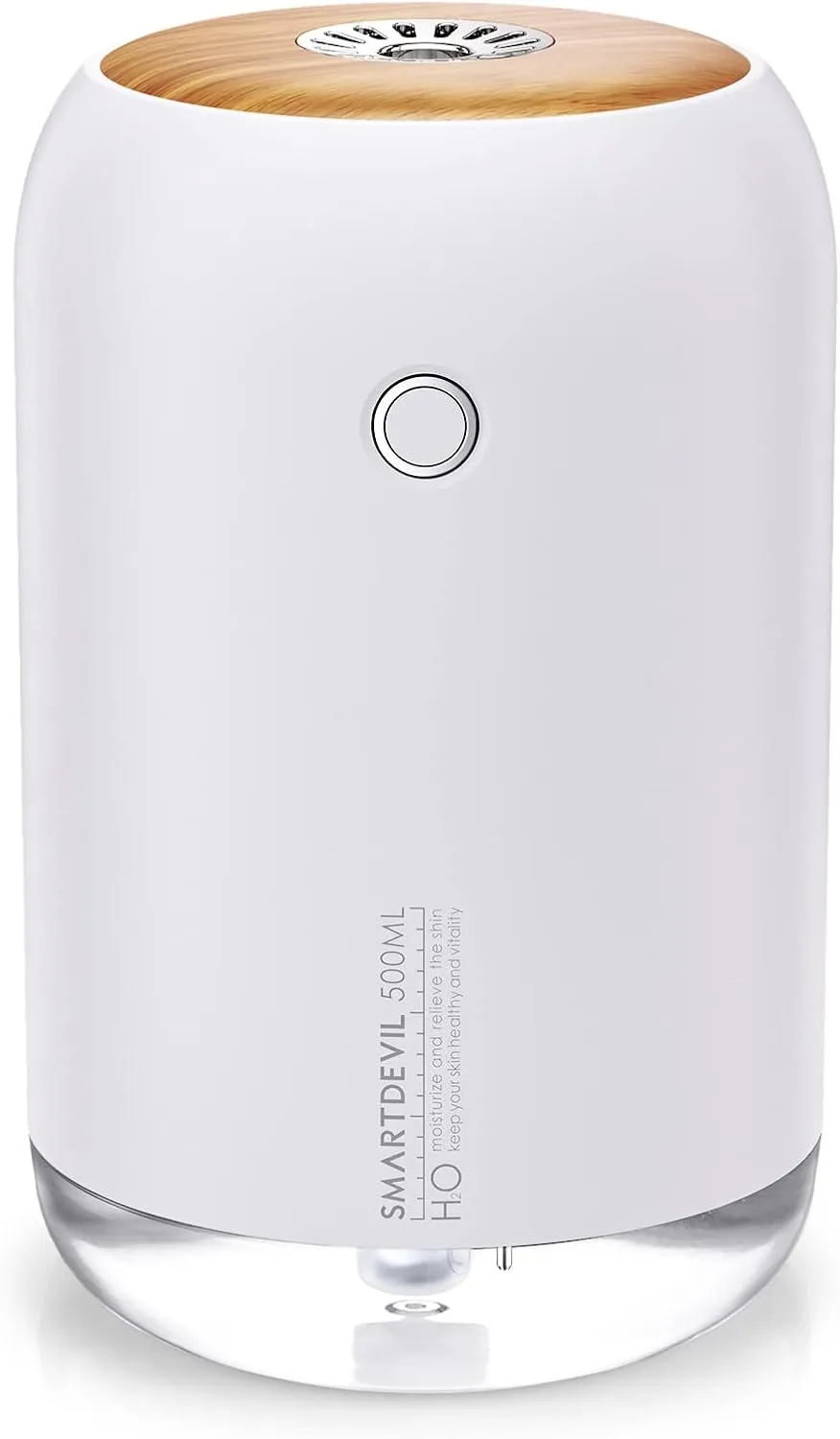 SmartDevil Portable Mini Humidifier, 500ml USB Personal Desktop Humidifier for Bedroom, Office with Night Light, 2 Mist Modes, White