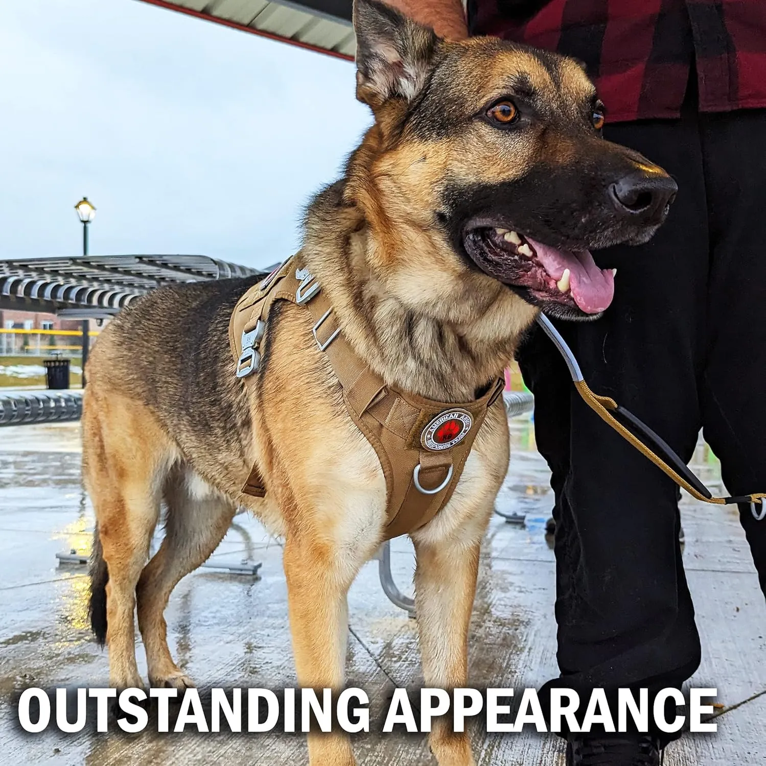 Tactical Dog Harness with Metal Buckle; Military Style Tactical Dog Vest Harnesses; Heavy Duty Harness for Extra Large Dogs with All Metal Components. Tan Extra Large (XL)