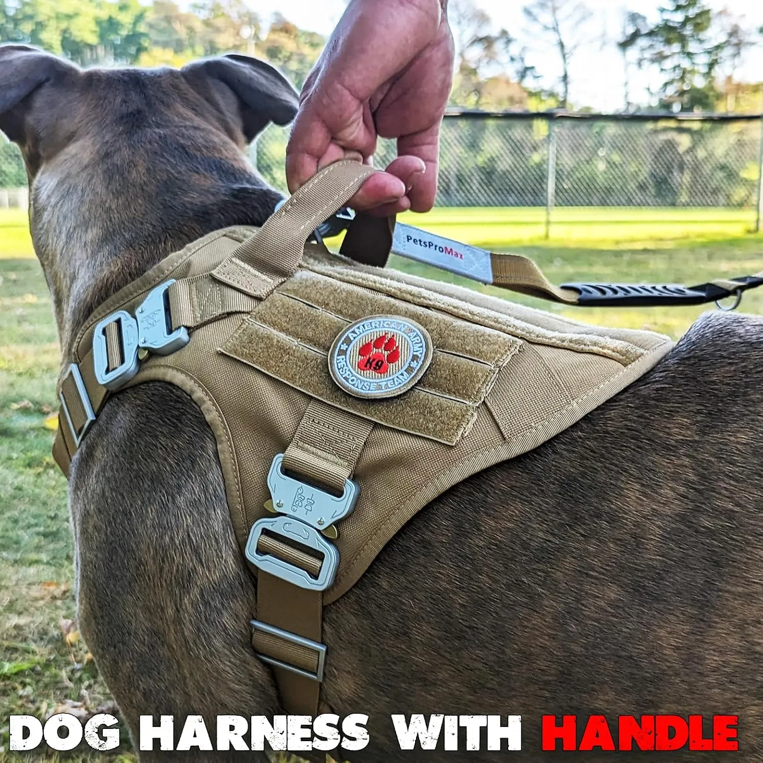Tactical Dog Harness with Metal Buckle; Military Style Tactical Dog Vest Harnesses; Heavy Duty Harness for Extra Large Dogs with All Metal Components. Tan Extra Large (XL)