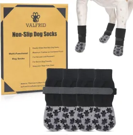 VALFRID Non-Slip Dog Socks with Double Sides Grips,Durable Grip Socks for Senior Dogs,Hardwood Floors Anti-Slip,Dog Booties for Small Medium Large Dogs M