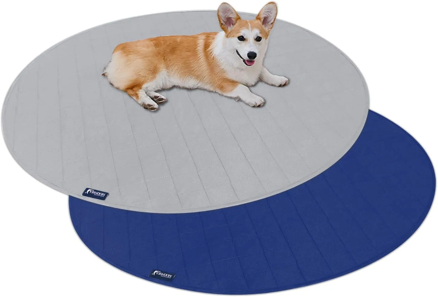 Washable Dog Pee Pads 2 Pack, Waterproof Dog Whelping Pads, Reusable Pee Pad Quilted, Fast Absorbing Training Pads for Dogs, Housebreaking Absorption Pads, Grey & Navy