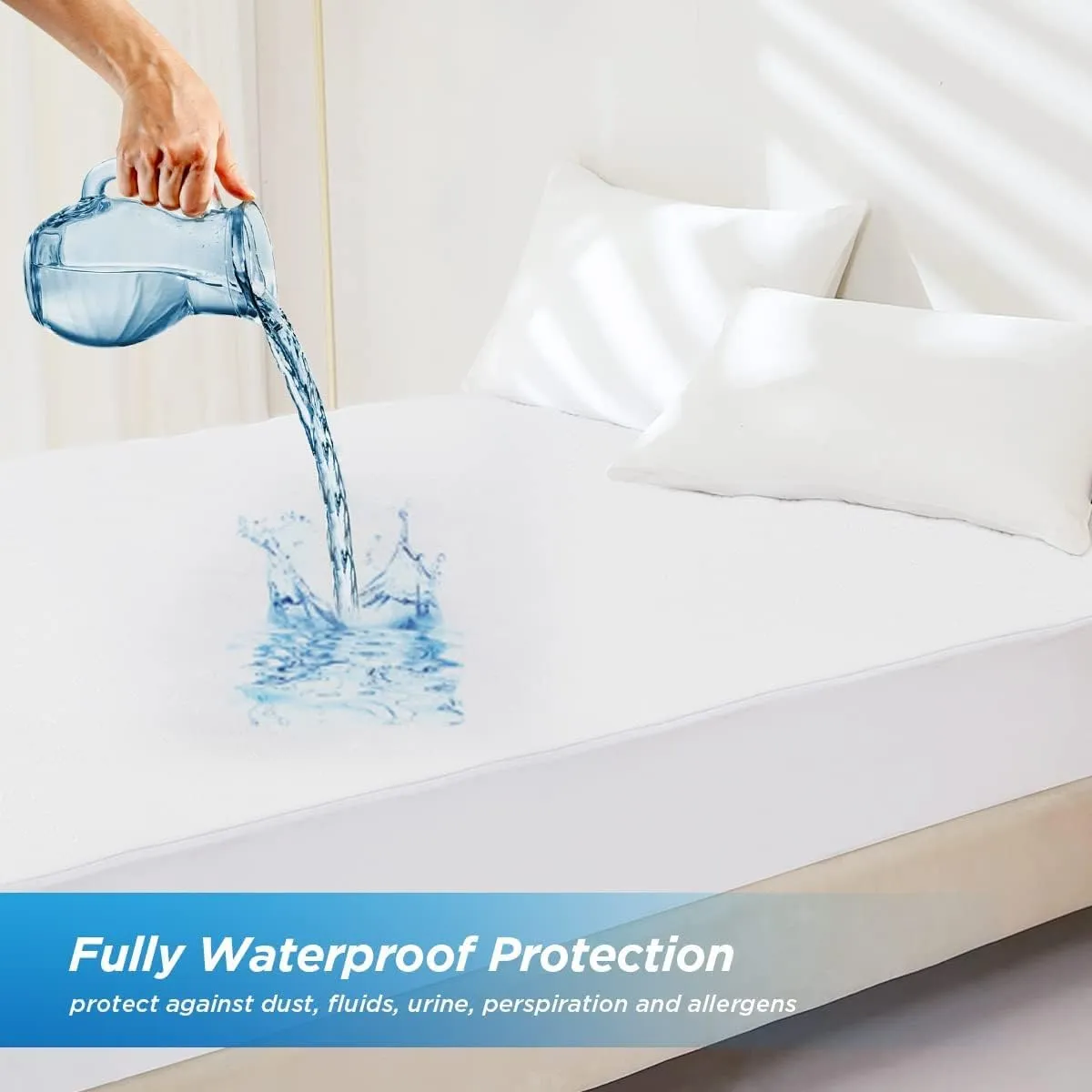 Waterproof Mattress Pad Protector 100% Organic Cotton Hypoallergenic Breathable Mattress Pad Cover, Deep Pocket (Twin XL)